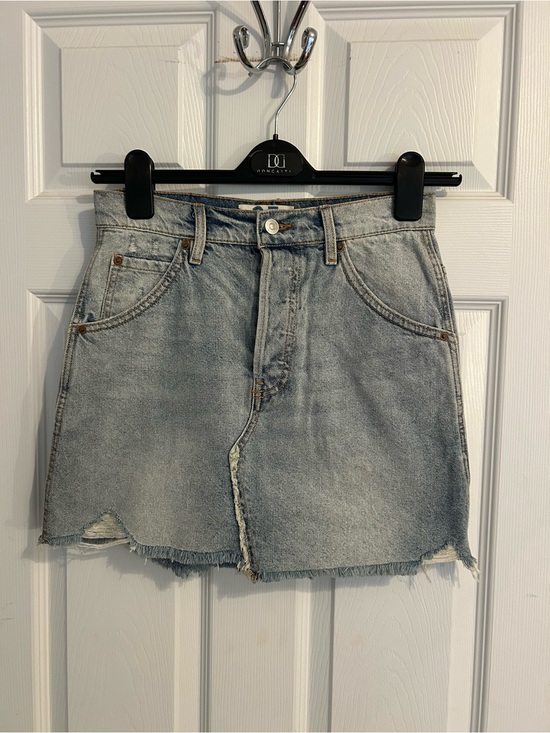 Free People Dresses & Skirts - Free People Light Blue Distressed Denim Mini Skirt